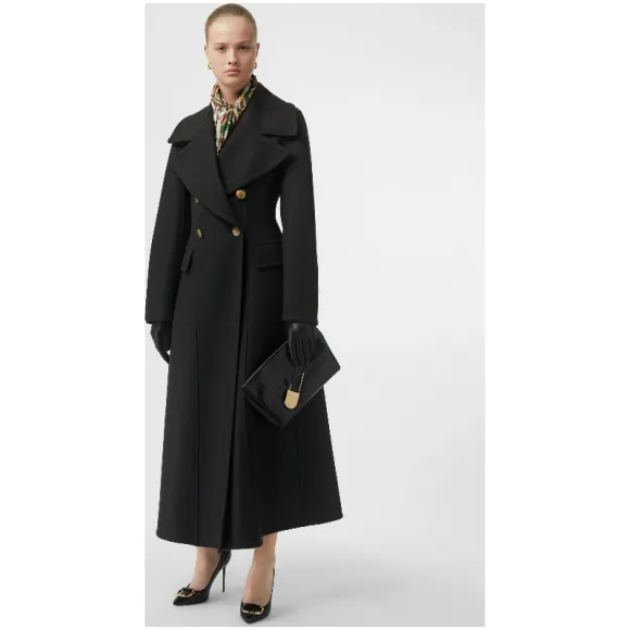 博百利/Burberry 女士 驼丝锦羊毛量裁大衣 (深森林绿) 80046131