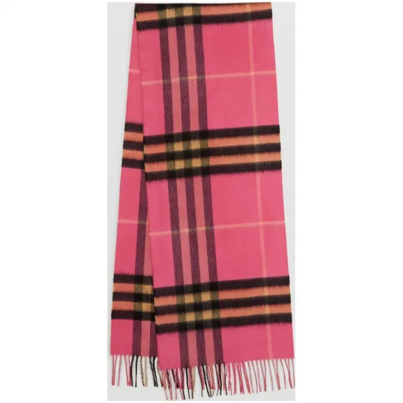 博百利/Burberry 男士 经典格纹羊绒围巾 (亮玫瑰色)  80047091