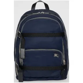 博百利/Burberry 男士 大号马术骑士图案飞行员尼龙双肩包 (墨蓝色) - 男士  80047321