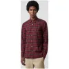 博百利/Burberry 男士 格纹弹力棉衬衫 (栗色) - 男士  80048341