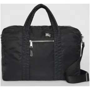 博百利/Burberry 男士 马术骑士图案飞行员尼龙拼皮革公文包 (黑色) - 男士  80053761