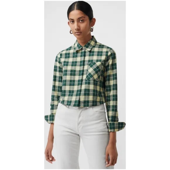 博百利/Burberry 女士 格纹棉质衬衫 (深雪松绿) 80066861