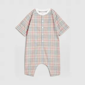 博百利/Burberry 童装 格纹棉质连身衣 (浅石色) 80079561