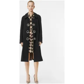 博百利/Burberry 女士 格纹棉质系腰衬衫式连衣裙 (午夜色) 80081411