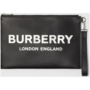 博百利/Burberry 男士 徽标印花拉链收纳袋 (黑色)  80092141