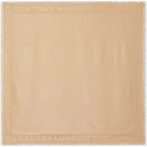 博百利/Burberry 男士 专属标识丝毛混纺提花大号方巾 (蜂蜜色)  80097981