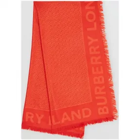 博百利/Burberry 男士 专属标识丝毛混纺提花大号方巾 (朱红色)  80113441