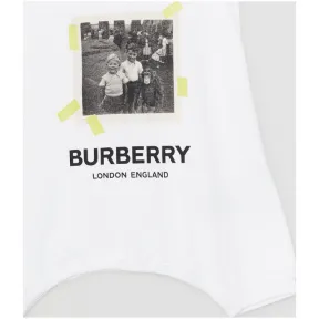 博百利/Burberry 儿童用品 复古照片印花棉质连身衣 (白色) - 童装  80117311
