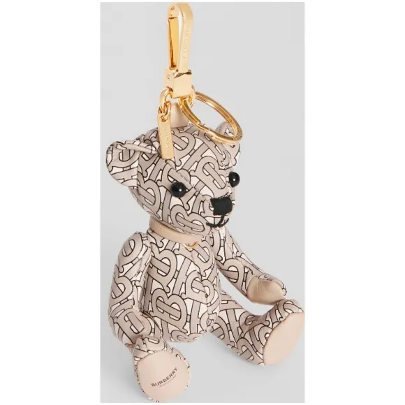 博百利/Burberry 女士 专属标识印花皮革 Thomas 泰迪熊吊饰 (米色)  80121211