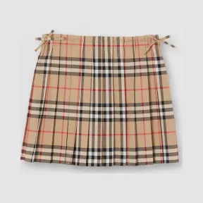 博百利/Burberry 童装 Vintage 格纹褶饰半裙 (典藏米色)  80121231