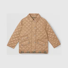 博百利/Burberry 童装 轻便菱形绗缝外套 (蜜色)  80123441