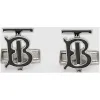 博百利/Burberry 男士 专属标识图案珐琅拼镀钯金袖扣 (钯金色 / 黑色) - 男士  80131651