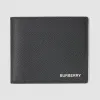 博百利/Burberry 粒纹皮革双折钱夹（国际版） (黑色) - 男士  80146531