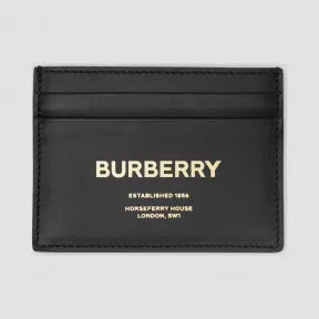 博百利/Burberry 男士 Horseferry 印花皮革卡片夹 (黑色) 80146971
