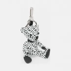 博百利/Burberry 女士 专属标识印花皮革 Thomas 泰迪熊吊饰 (黑色 / 白色)  80151101