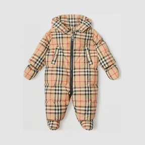 博百利/Burberry 童装 Vintage 格纹羽绒连身衣 (典藏米色) 80152551