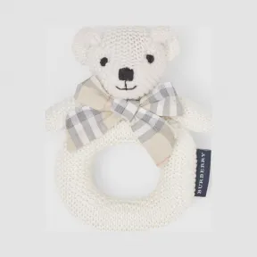 博百利/Burberry 童装 Thomas 泰迪熊造型棉质摇铃玩具 (象牙色) 80154411