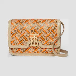 博百利/Burberry 女士 TB 小号专属标识印花皮革锁扣包 (亮橘色) 80159711