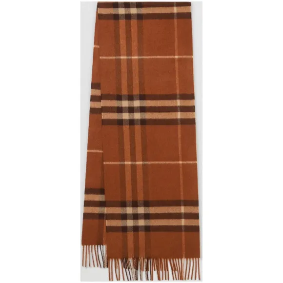 博百利/Burberry 男士 经典格纹羊绒围巾 (栗色)  80161221