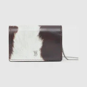 博百利/Burberry 女士 奶牛印花皮革卡片夹（含可拆式背带） (红褐色) 80166621