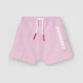 博百利/Burberry 童装 徽标装饰棉质抽绳短裤 (浅霓彩粉) 80168181