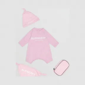 博百利/Burberry 童装 徽标印花棉质三件套婴儿礼品套装 (浅霓彩粉) 80168561