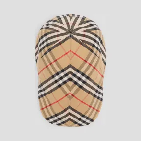 博百利/Burberry 女士 Vintage 格纹棉质平顶帽 (典藏米色)  80168891