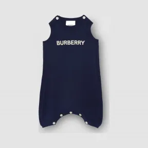 博百利/Burberry 童装 徽标印花针织棉质连身衣 (靛蓝) 80170701