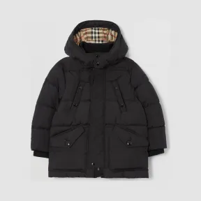 博百利/Burberry 童装 可拆式连帽羽绒服 (黑色)  80177821