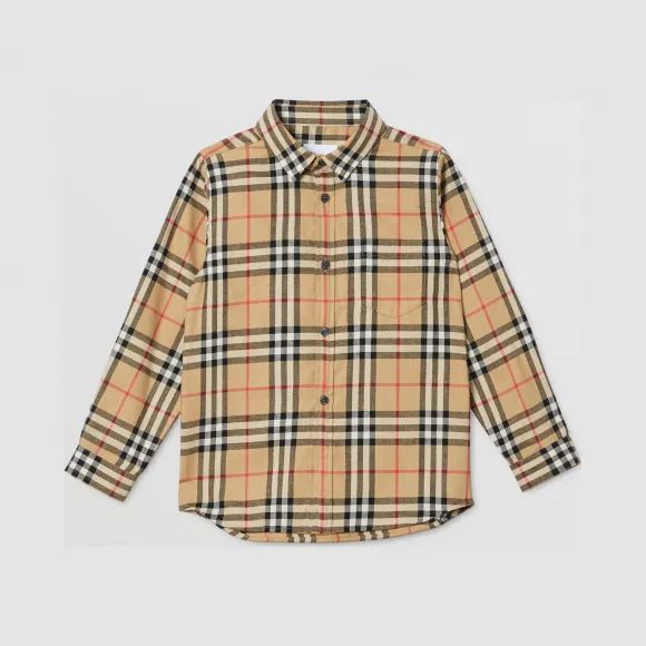 博百利/Burberry 童装 Vintage 格纹棉质法兰绒衬衫 (典藏米色)  80177921