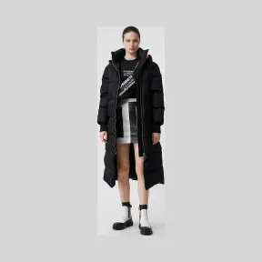 博百利/Burberry 女士 徽标装饰 ECONYL® 羽绒服 (黑色 / 橙色) 80187571