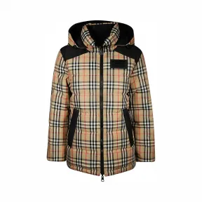 博百利/Burberry 女士 双面两穿 Vintage 格纹再生聚酯纤维外套 (典藏米色) 80187661