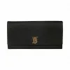 博百利/Burberry 专属标识图案粒纹皮革长款钱夹 (黑色) - 女士  80189381