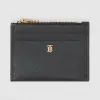 博百利/Burberry 专属标识图案粒纹皮革拉链卡片夹 (黑色) - 女士  80189541