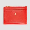 博百利/Burberry 专属标识图案粒纹皮革拉链卡片夹 (亮红色) - 女士  80189551