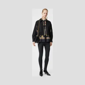 博百利/Burberry 女士 金属环装饰弹力平织紧身裤 (黑色) 80189661