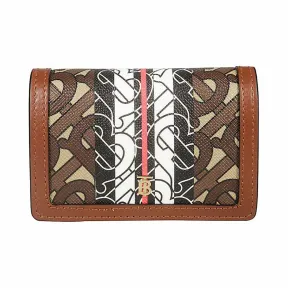 博百利/Burberry 女士 专属标识条纹环保帆布卡片夹（含有背带） (马鞍棕)  80204021