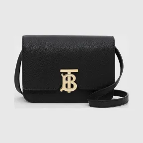 博百利/Burberry 女士 TB 迷你专属标识粒纹皮革锁扣包 (黑色) 80206081