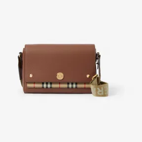 博百利/Burberry 女士 Vintage 格纹拼皮革 Note 斜背包 (棕褐色) 80211111