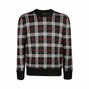 博百利/Burberry 男士 格纹提花美利奴羊毛衫 (黑色) 80213481