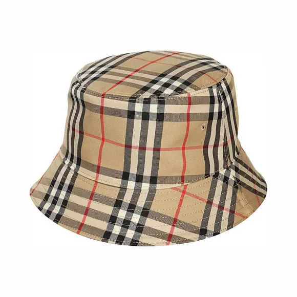 博百利/Burberry 女士 Vintage 格纹棉质混纺渔夫帽 (典藏米色)  80215081