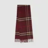 博百利/Burberry 女士 经典格纹羊绒围巾 (勃艮第酒红色)  80216951