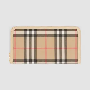 博百利/Burberry Vintage 格纹环保帆布拼皮革钱夹  P80217291