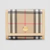 博百利/Burberry 小号 Vintage 格纹环保帆布折叠式钱夹 (米色) - 女士  80217351