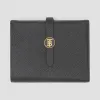 博百利/Burberry 专属标识图案粒纹皮革折叠式钱夹 (黑色) - 女士  80224441