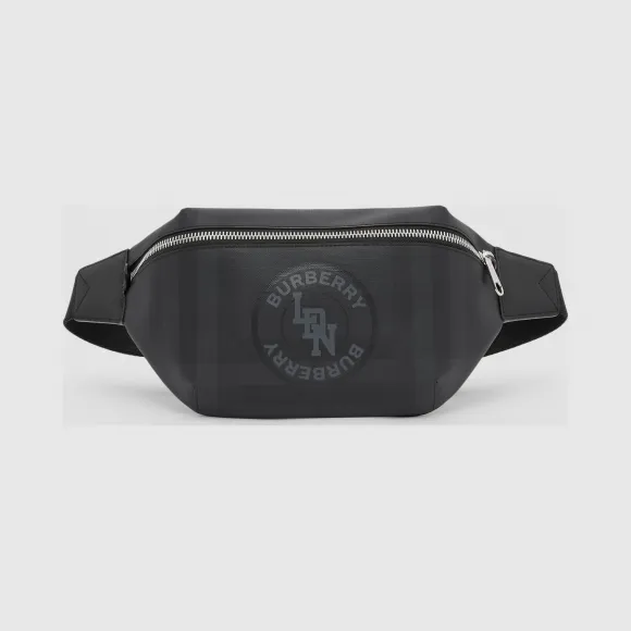 博百利/Burberry London 格纹徽标图案 Sonny 腰包 (深炭灰) - 男士  80225171