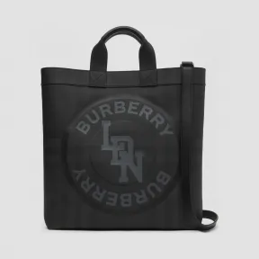 博百利/Burberry London 格纹徽标图案托特包 (深炭灰) - 男士  80225191