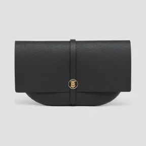 博百利/Burberry 粒纹皮革 Anne 手拿包 (黑色) - 女士  80225821