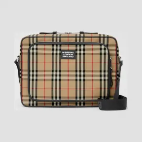 博百利/Burberry Vintage 格纹棉质信使包 (典藏米色) - 男士  80230231