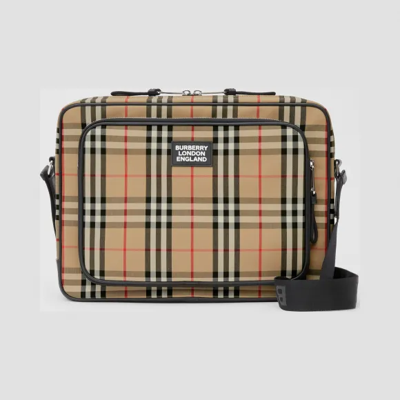 博百利/Burberry Vintage 格纹棉质信使包 (典藏米色) - 男士  80230231